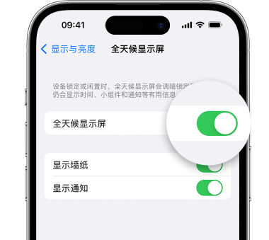 昭通苹果15预约维修分享iPhone15如何设置全天候显示屏幕可见 